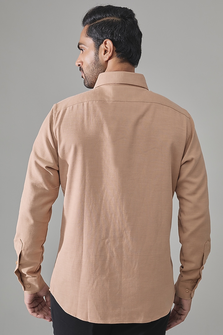 Nude Cotton Blend Party Wear Shirt by Rohit Doshi at Pernia's Pop Up Shop