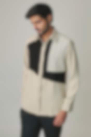 Cream Poly Blend Party Wear Shirt by Rohit Doshi at Pernia's Pop Up Shop