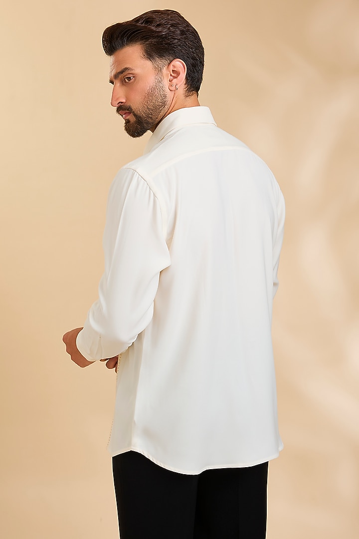 Off-White Polyester Party Wear Shirt by Rohit Doshi at Pernia's Pop Up Shop
