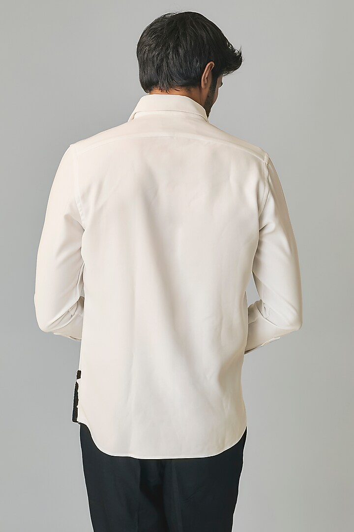 White Polyester Party Wear Shirt by Rohit Doshi at Pernia's Pop Up Shop