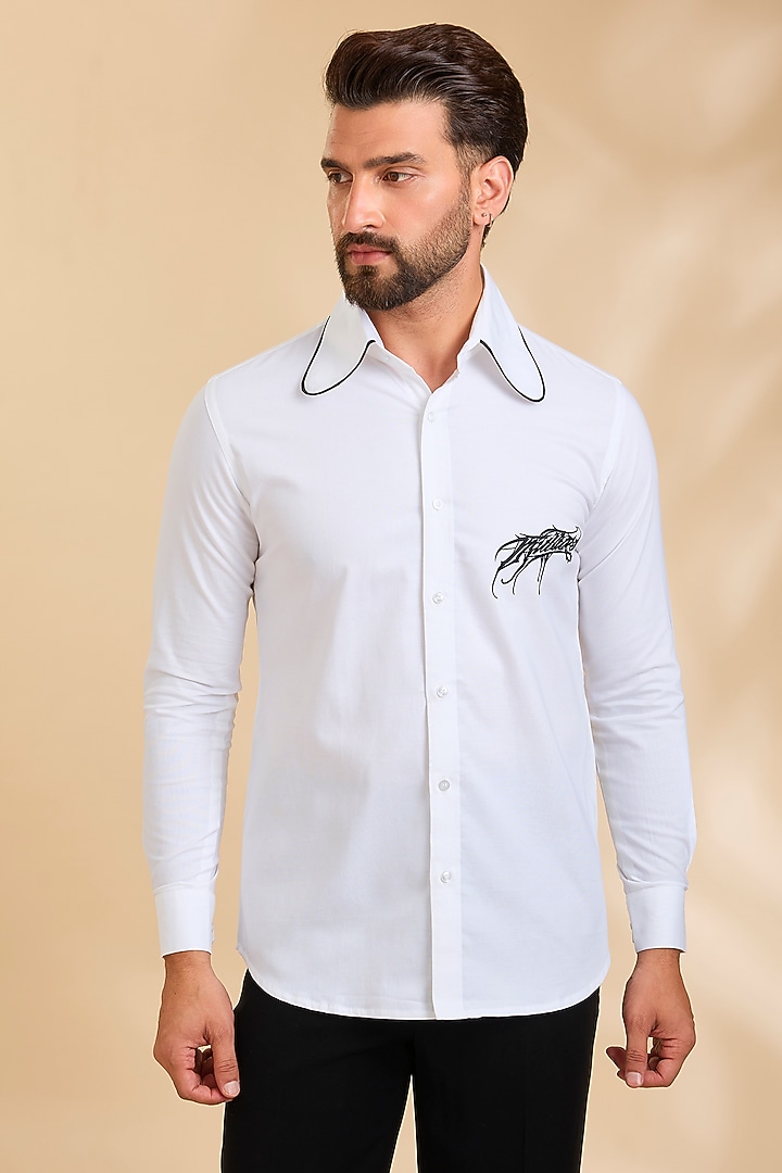 White Cotton Party Wear Shirt by Rohit Doshi at Pernia's Pop Up Shop