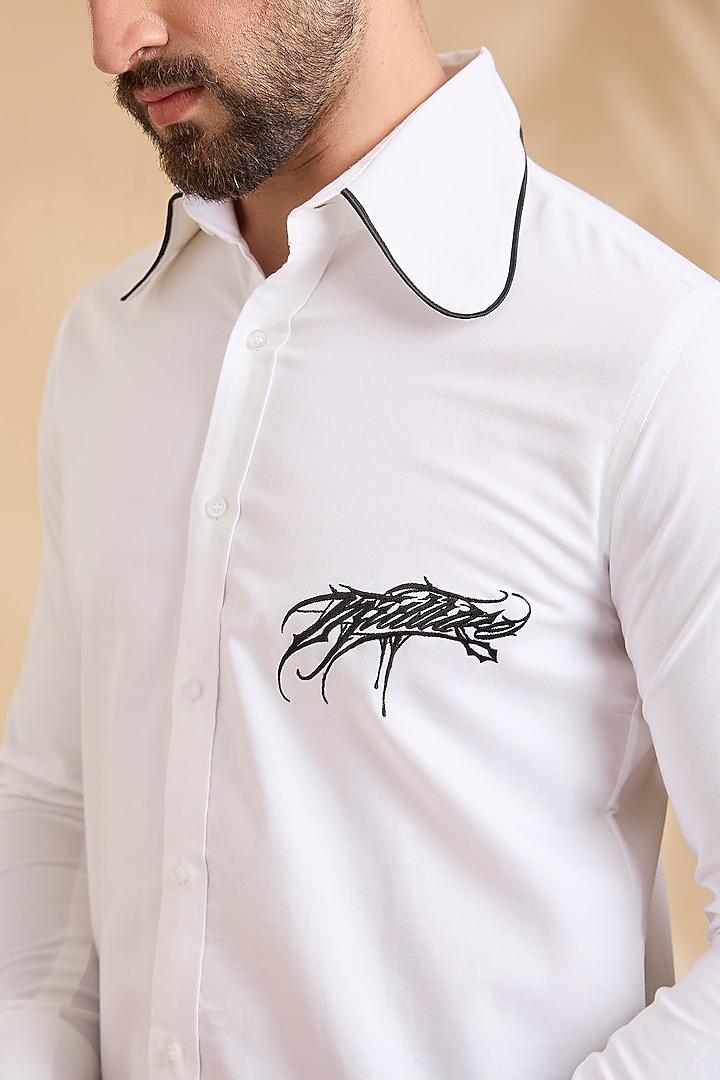 White Cotton Party Wear Shirt by Rohit Doshi at Pernia's Pop Up Shop