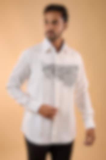 White Imported Polyester Party Wear Shirt by Rohit Doshi at Pernia's Pop Up Shop