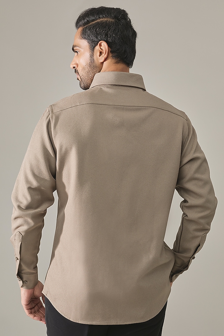 Greyish Beige Cotton Blend Party Wear Shirt by Rohit Doshi at Pernia's Pop Up Shop