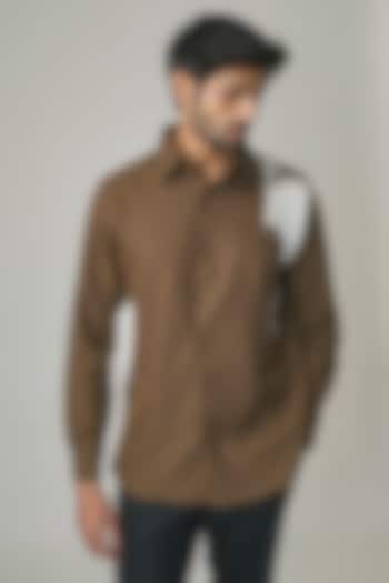 Brown Poly Blend Party Wear Shirt by Rohit Doshi at Pernia's Pop Up Shop