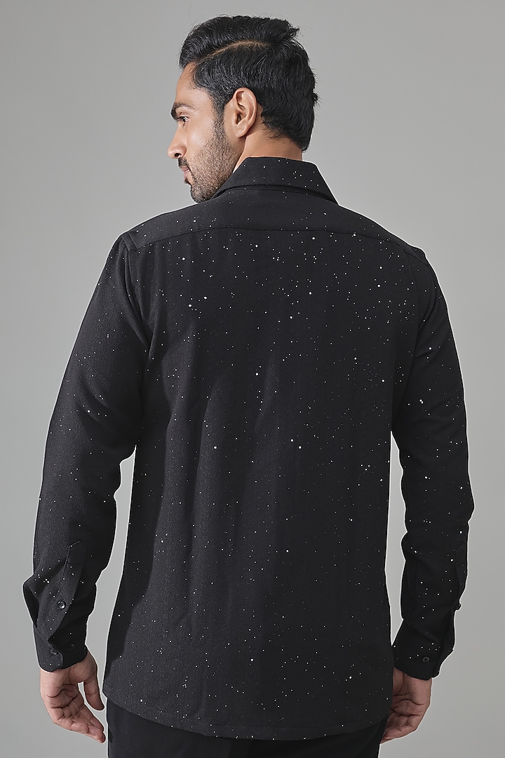 Black Premium Blend Party Wear Shirt by Rohit Doshi at Pernia's Pop Up Shop