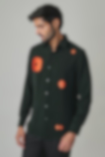 Green Polyester Party Wear Shirt by Rohit Doshi at Pernia's Pop Up Shop