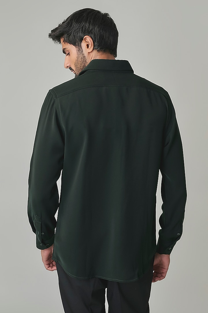 Green Polyester Party Wear Shirt by Rohit Doshi at Pernia's Pop Up Shop