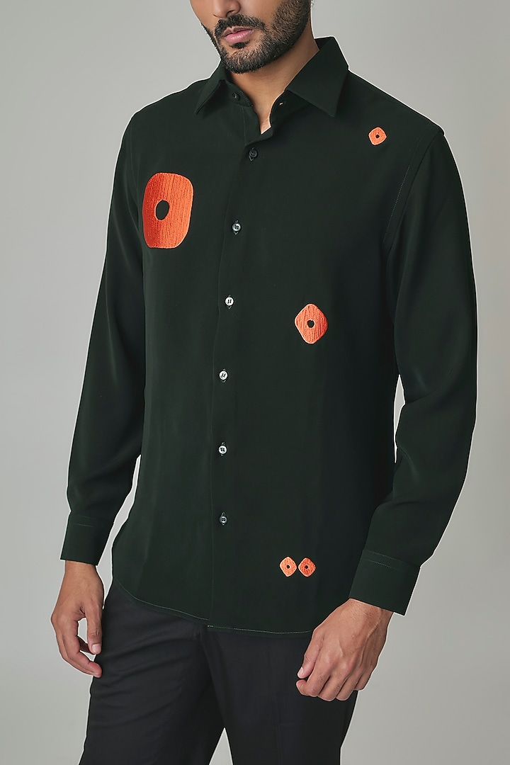 Green Polyester Party Wear Shirt by Rohit Doshi at Pernia's Pop Up Shop