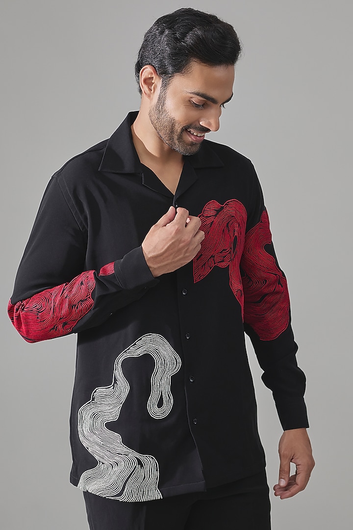 Black Premium Blend Wedding Shirt by Rohit Doshi at Pernia's Pop Up Shop