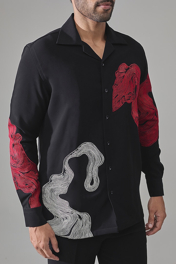 Black Premium Blend Wedding Shirt by Rohit Doshi at Pernia's Pop Up Shop