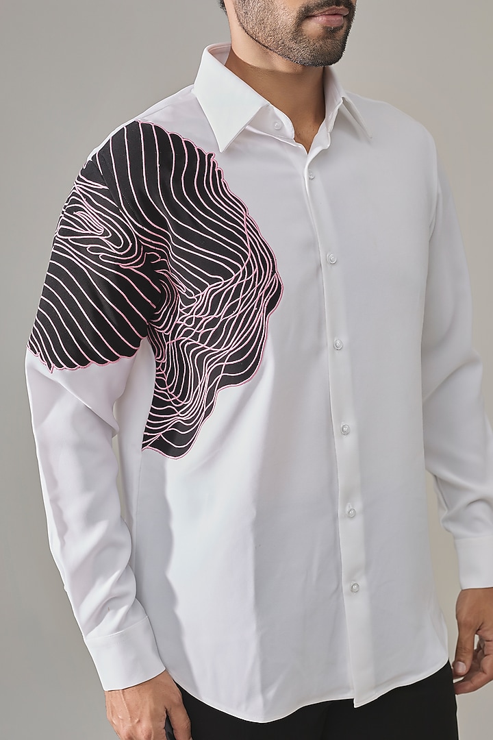 White Premium Blend Party Wear Shirt by Rohit Doshi at Pernia's Pop Up Shop