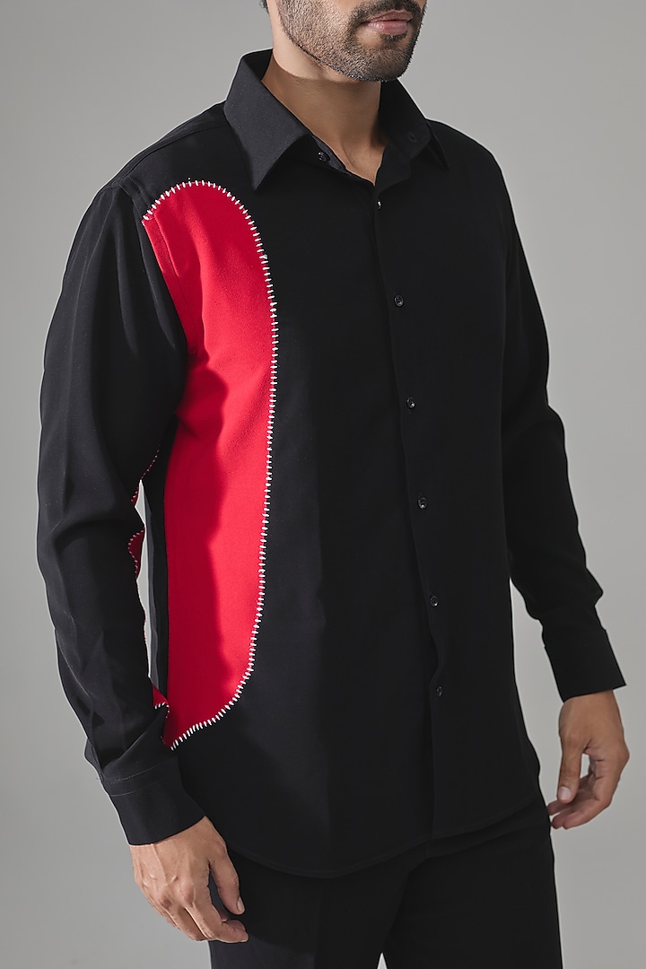Black Premium Blend Party Wear Shirt by Rohit Doshi at Pernia's Pop Up Shop