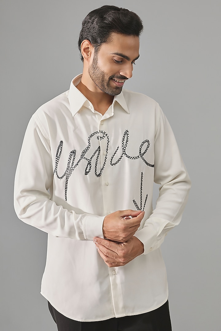 Ivory Premium Blend Party Wear Shirt by Rohit Doshi at Pernia's Pop Up Shop