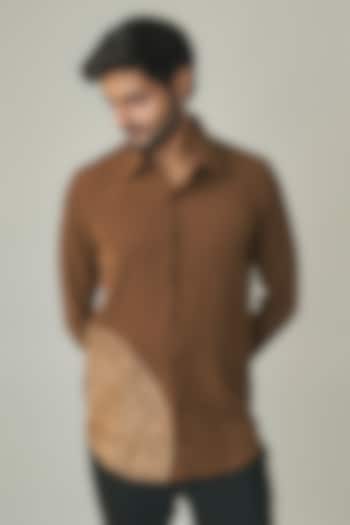 Brown Polyester Party Wear Shirt by Rohit Doshi at Pernia's Pop Up Shop