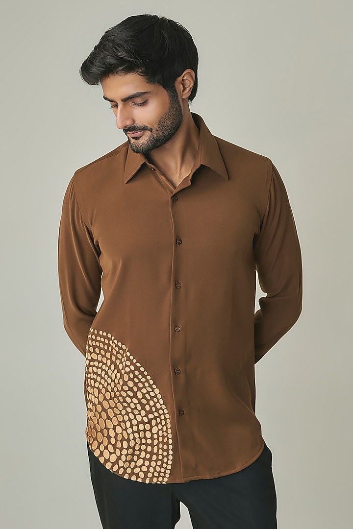 Brown Polyester Party Wear Shirt by Rohit Doshi at Pernia's Pop Up Shop