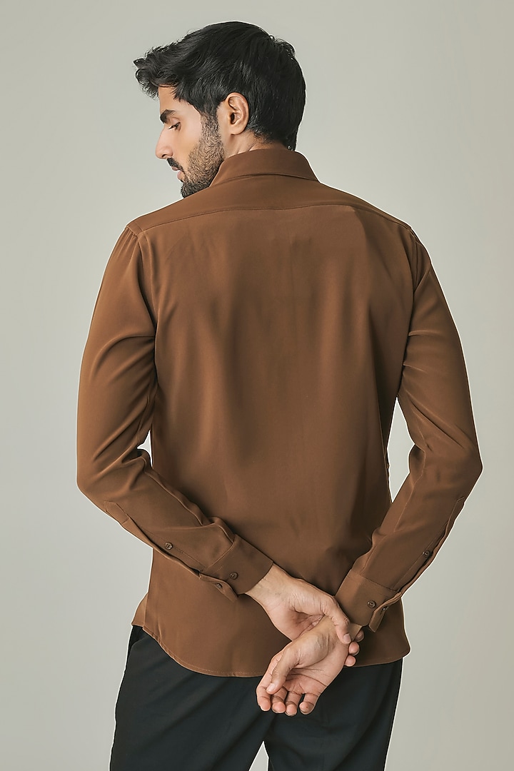 Brown Polyester Party Wear Shirt by Rohit Doshi at Pernia's Pop Up Shop