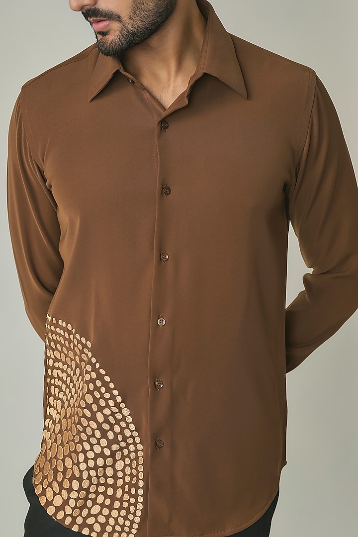 Brown Polyester Party Wear Shirt by Rohit Doshi at Pernia's Pop Up Shop