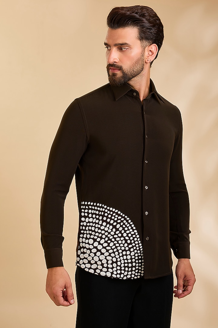 Black Polyester Party Wear Shirt by Rohit Doshi at Pernia's Pop Up Shop