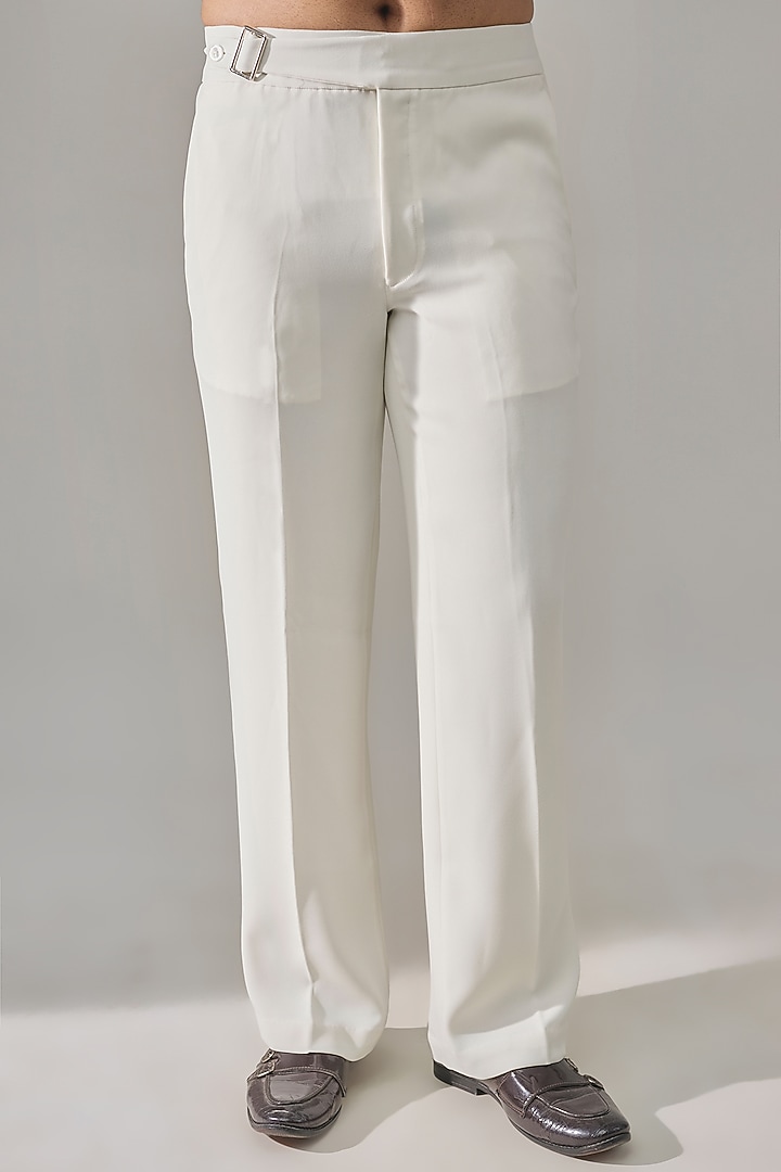 White Premium Blend Bundi Jacket Set by Rohit Doshi at Pernia's Pop Up Shop