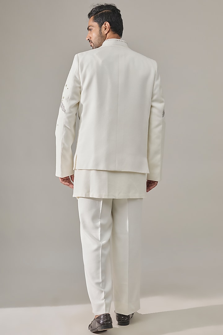 White Cotton Wedding Indowestern Set by Rohit Doshi at Pernia's Pop Up Shop