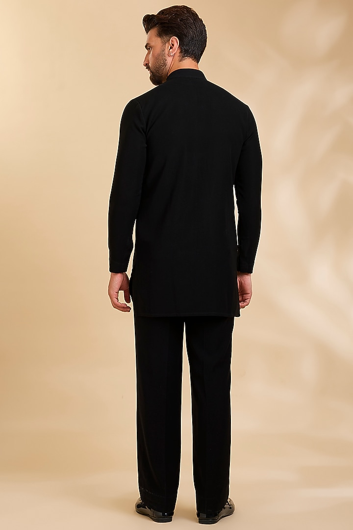 Black Velvet Wedding Indowestern Set by Rohit Doshi at Pernia's Pop Up Shop