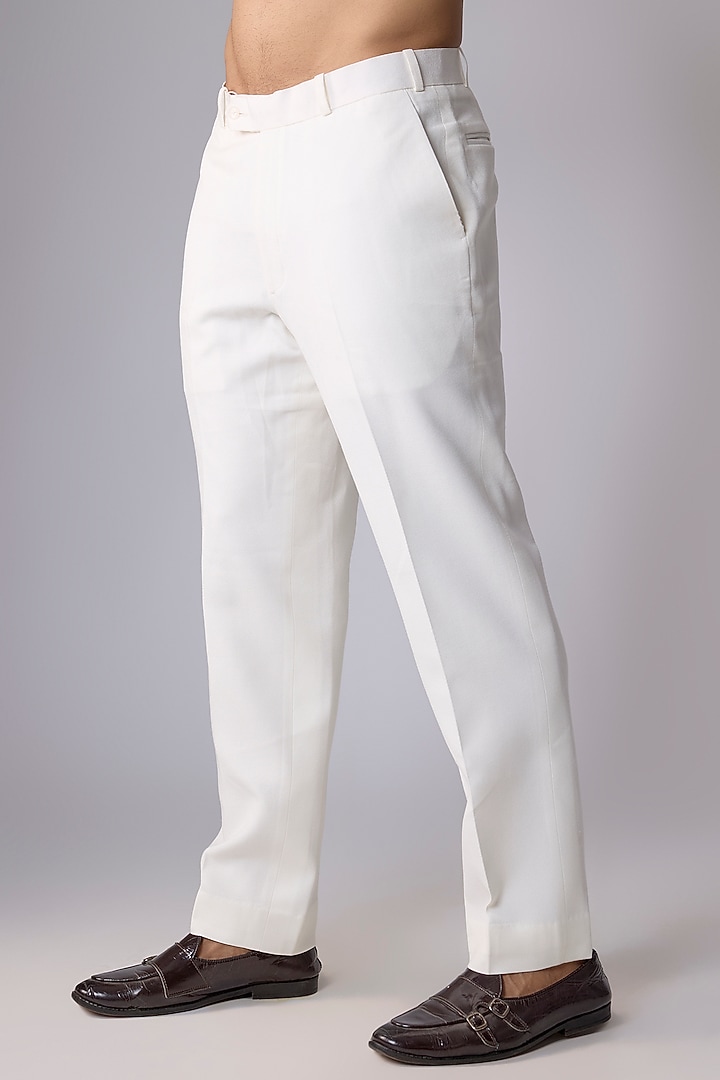 Off-White Silk Wedding Bandhgala Set by Rohit Doshi at Pernia's Pop Up Shop