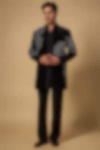 Black Velvet Wedding Indowestern Set by Rohit Doshi at Pernia's Pop Up Shop