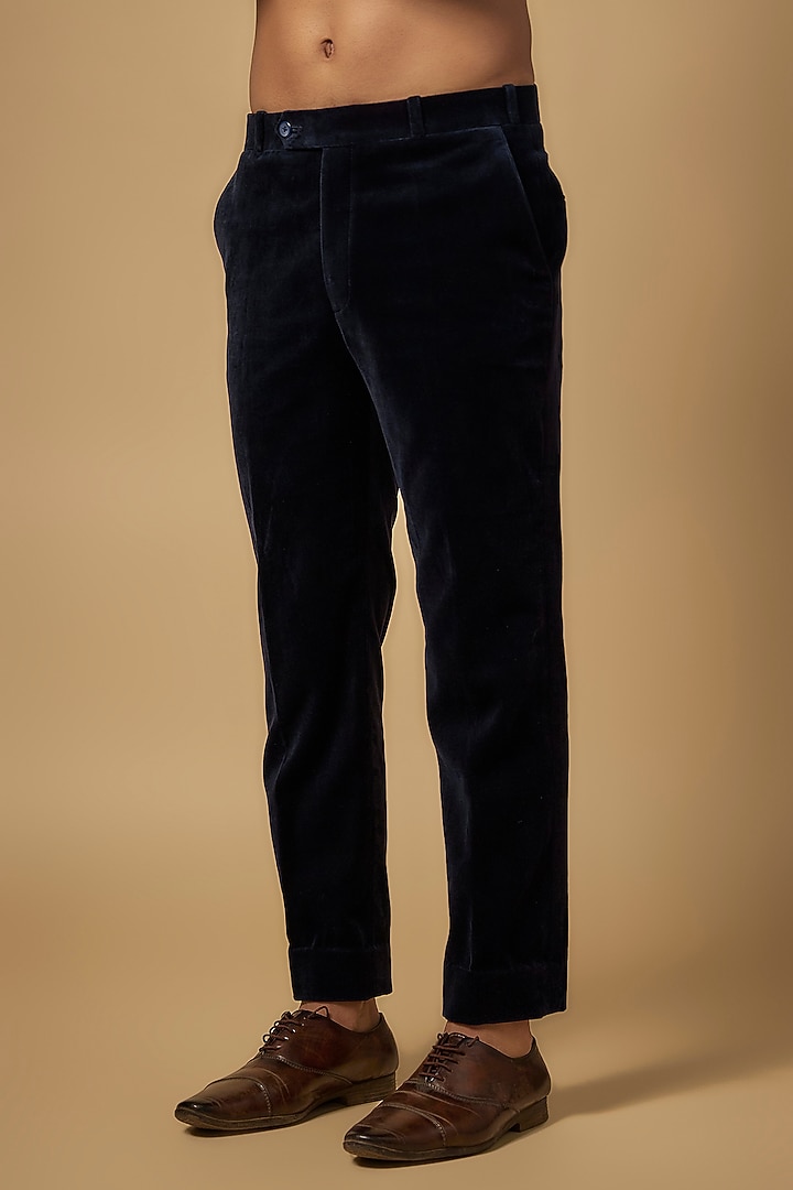 Midnight Blue Velvet Tuxedo Set by Rohit Doshi at Pernia's Pop Up Shop