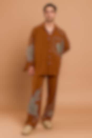 Dessert-Colored Poly Crepe Handwork Party Wear Shirt by Rohit Doshi at Pernia's Pop Up Shop