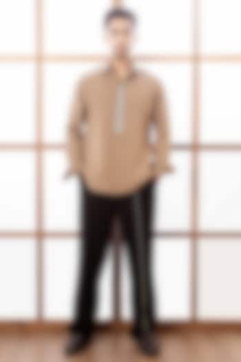 Beige Polyester Twill Party Wear Shirt by Rohit Doshi at Pernia's Pop Up Shop