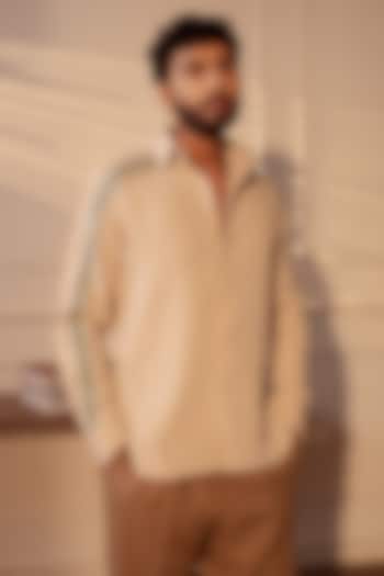Beige Polyester Twill Party Wear Shirt by Rohit Doshi at Pernia's Pop Up Shop