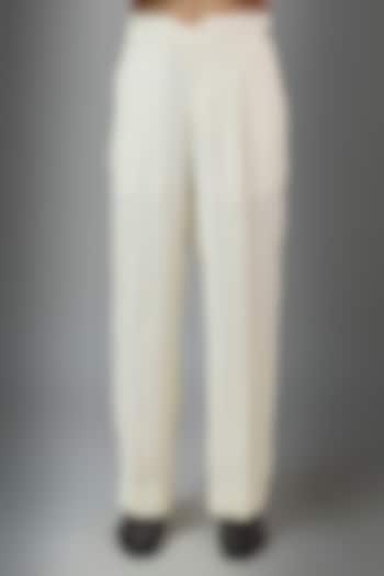 Off White Premium Polyester Pant by Rohit Doshi at Pernia's Pop Up Shop