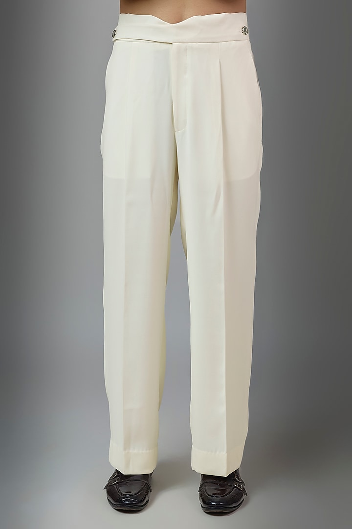Off White Premium Polyester Pant by Rohit Doshi at Pernia's Pop Up Shop