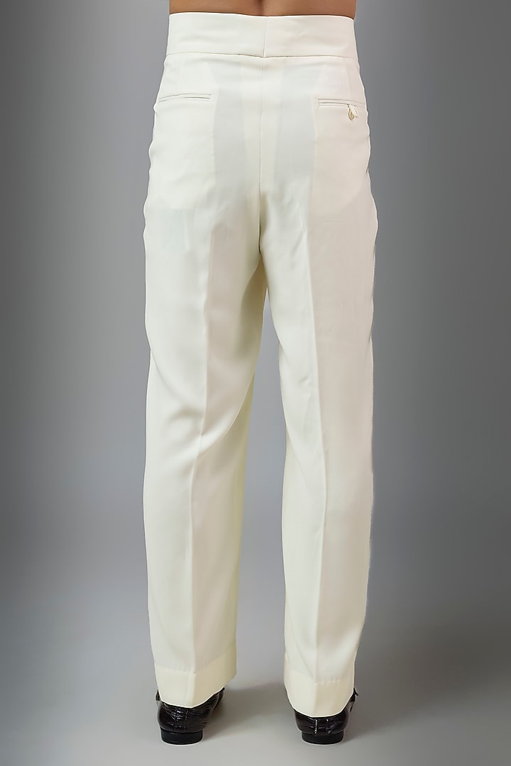 Off White Premium Polyester Pant by Rohit Doshi at Pernia's Pop Up Shop