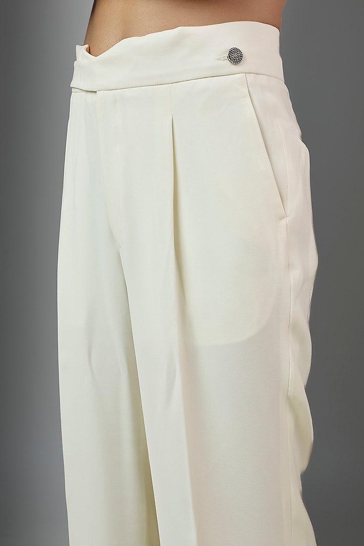Off White Premium Polyester Pant by Rohit Doshi at Pernia's Pop Up Shop