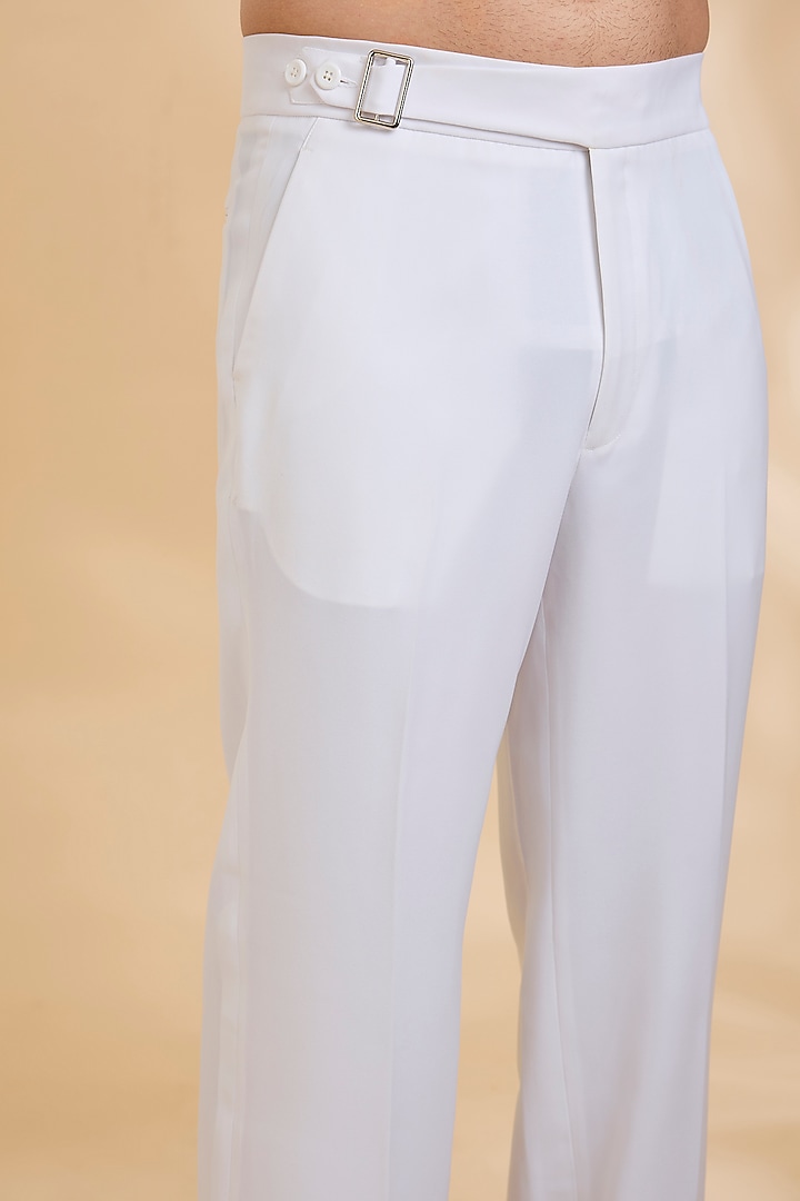 White Cotton Twill Pants by Rohit Doshi at Pernia's Pop Up Shop