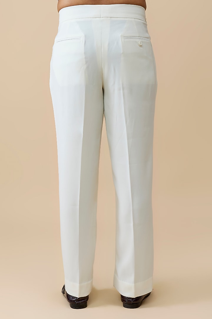 Off-White Polyester Pants by Rohit Doshi at Pernia's Pop Up Shop