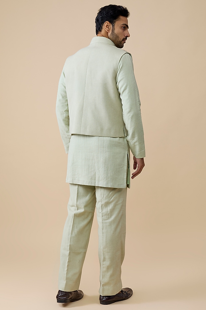 Ivory Cotton Bundi Jacket Set by Rohit Doshi at Pernia's Pop Up Shop
