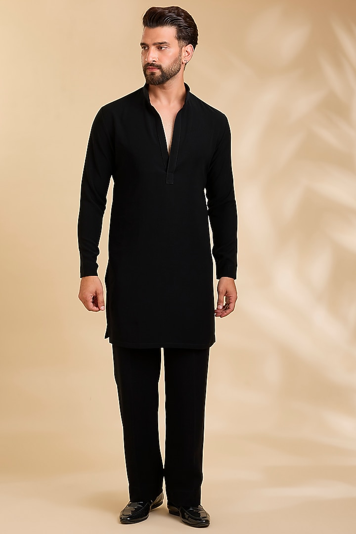 Black Velvet Wedding Indowestern Set by Rohit Doshi at Pernia's Pop Up Shop