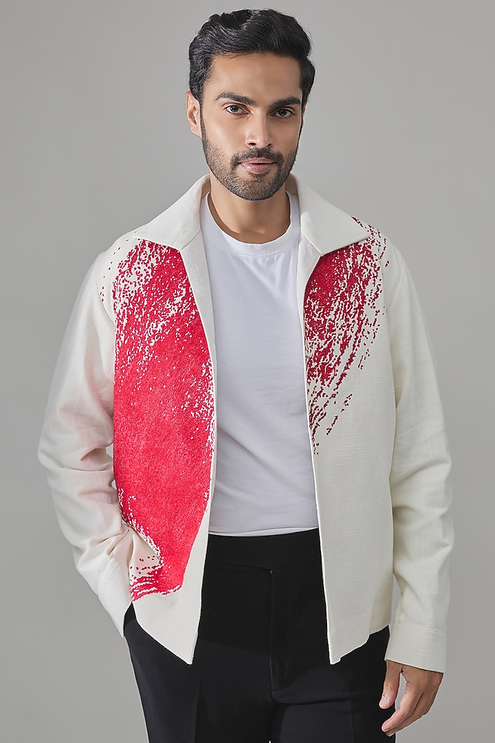 White Cotton Jacket by Rohit Doshi at Pernia's Pop Up Shop