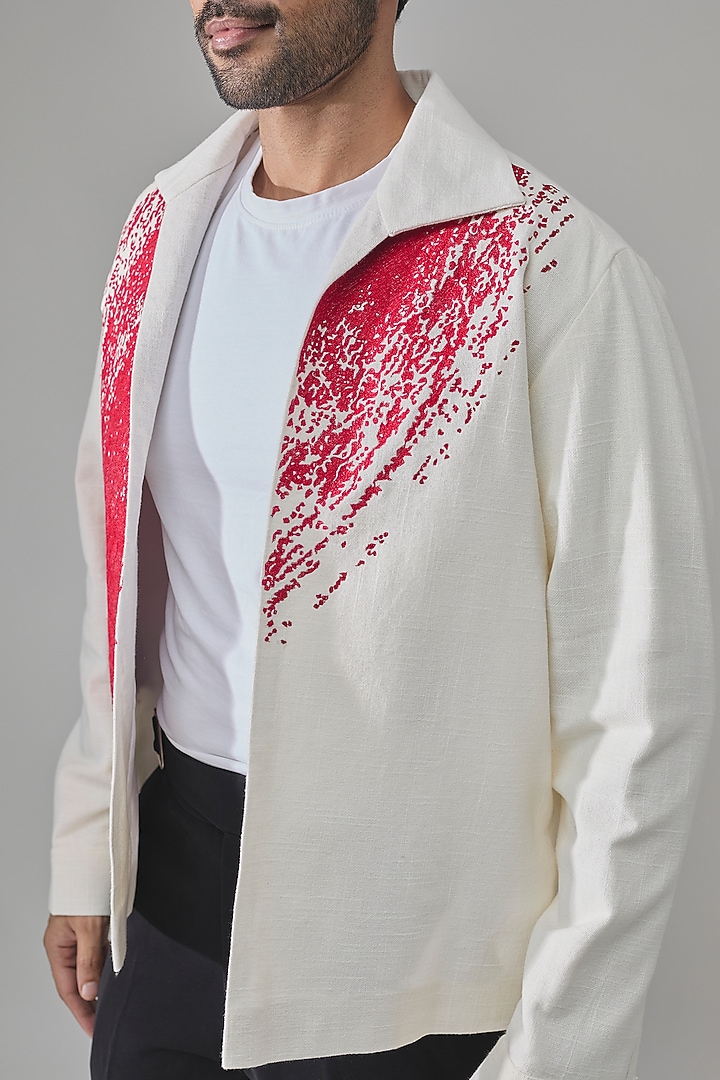 White Cotton Jacket by Rohit Doshi at Pernia's Pop Up Shop