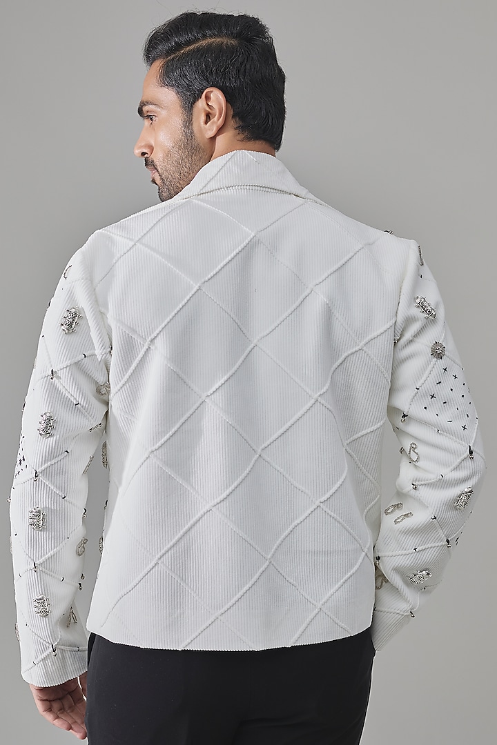 White Premium Blend Jacket by Rohit Doshi at Pernia's Pop Up Shop