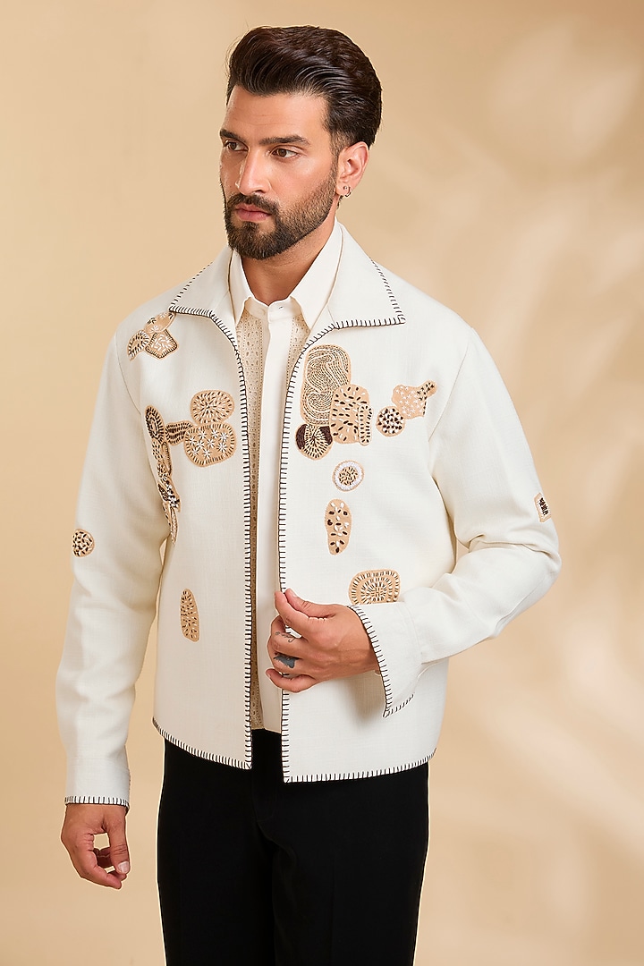 White Linen Jacket by Rohit Doshi at Pernia's Pop Up Shop