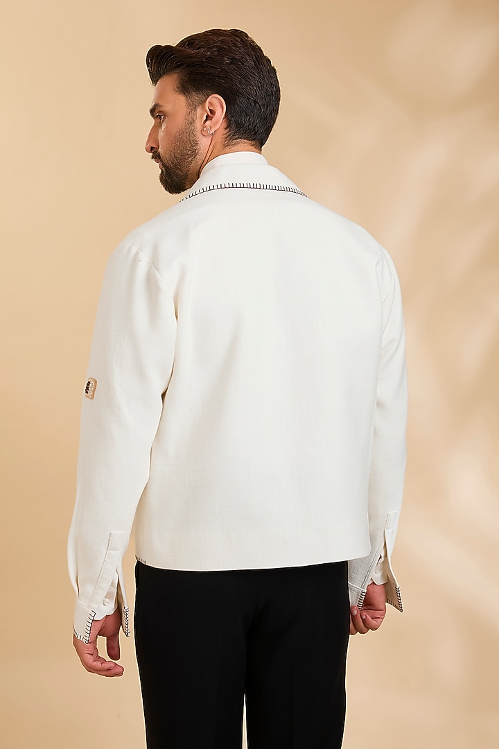 White Linen Jacket by Rohit Doshi at Pernia's Pop Up Shop