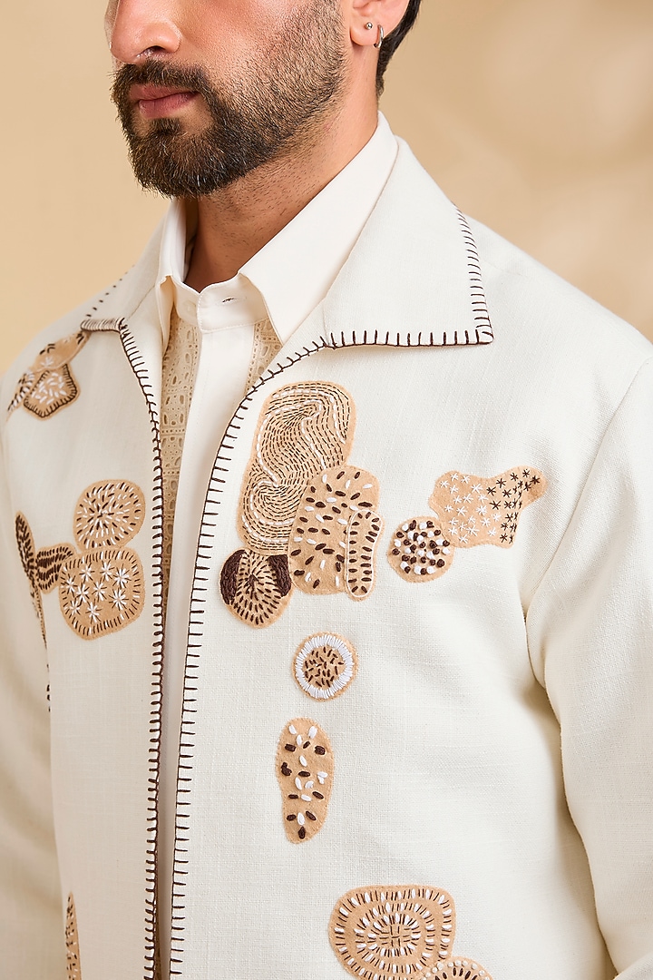White Linen Jacket by Rohit Doshi at Pernia's Pop Up Shop