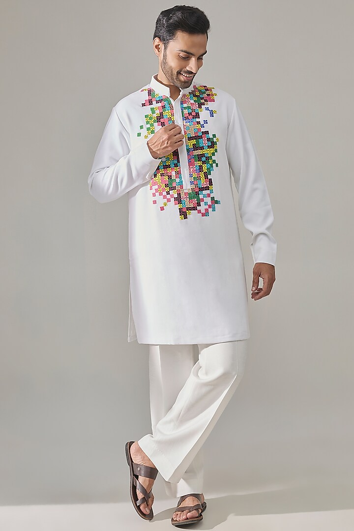 White Premium Blend Kurta by Rohit Doshi at Pernia's Pop Up Shop