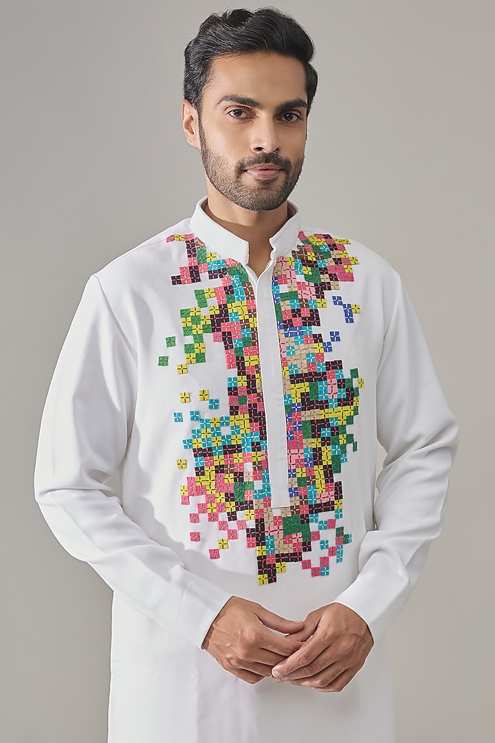 White Premium Blend Kurta by Rohit Doshi at Pernia's Pop Up Shop