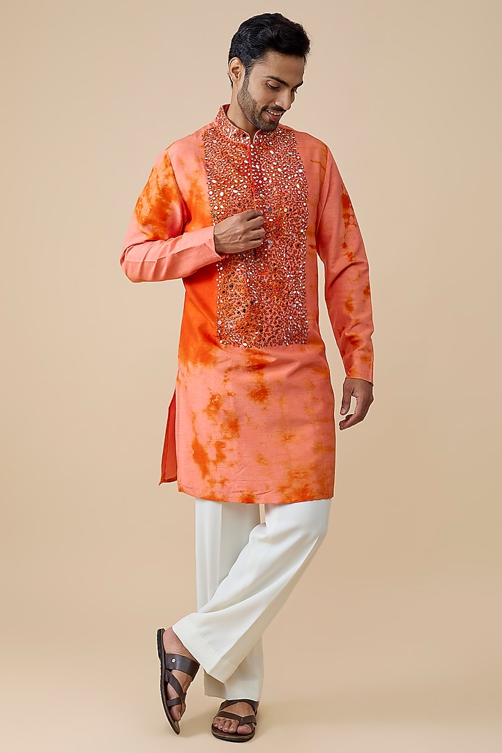 Orange Silk Kurta by Rohit Doshi at Pernia's Pop Up Shop