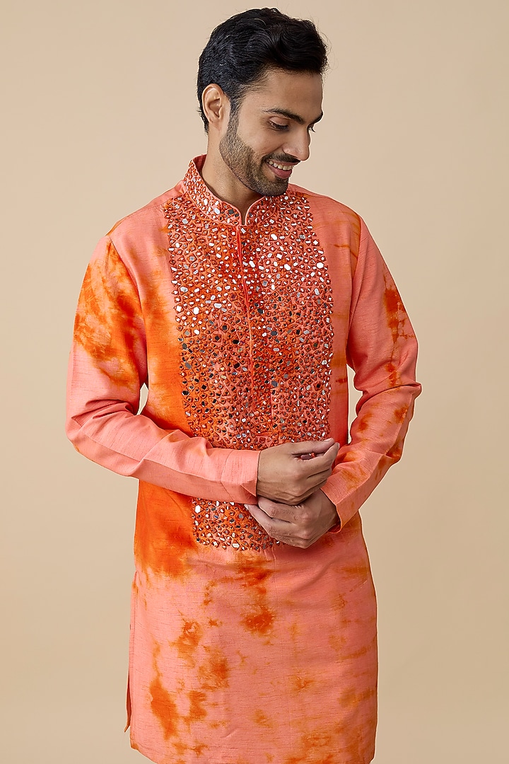 Orange Silk Kurta by Rohit Doshi at Pernia's Pop Up Shop